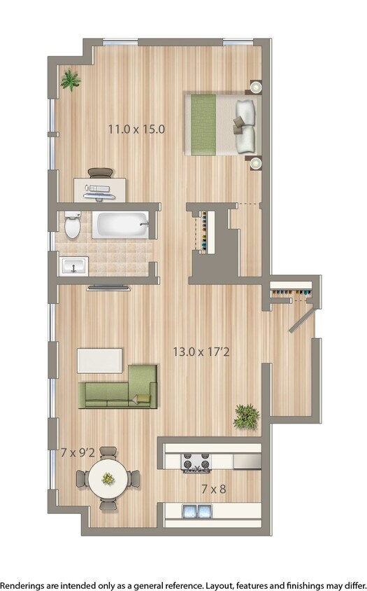 Floor Plan - 1 Bedroom M