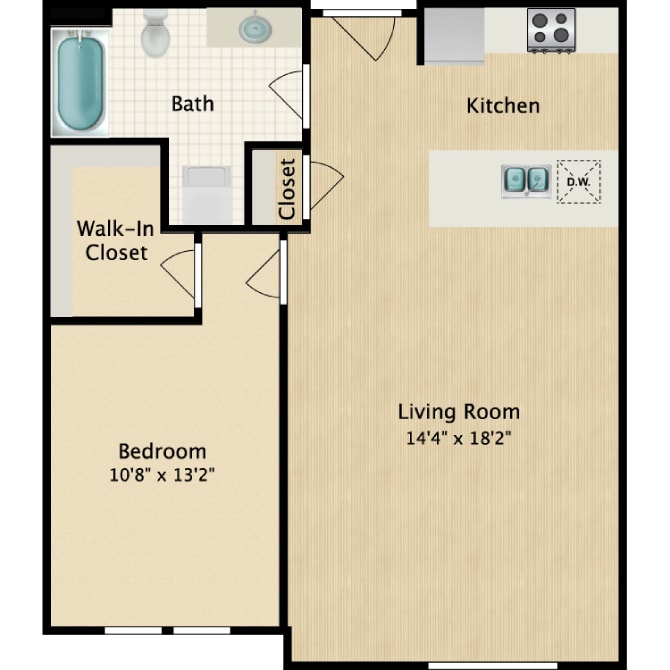 Floor Plan - 1 Bedroom