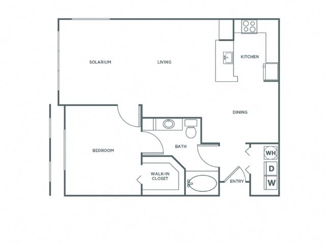 Floor Plan - One Bedroom One Bath (943 SF)