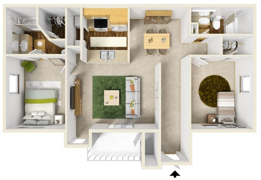 Floor Plan - 2 Bed 2 Bath