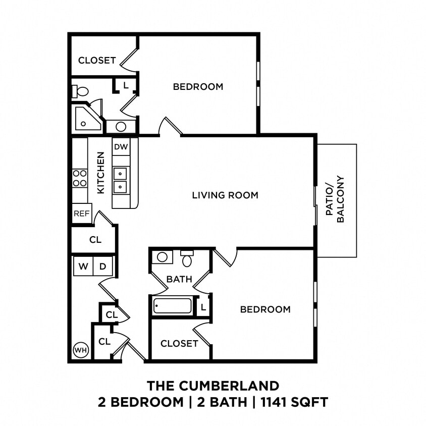 Floor Plan - Two Bedroom 2 Bath - The Cumberland