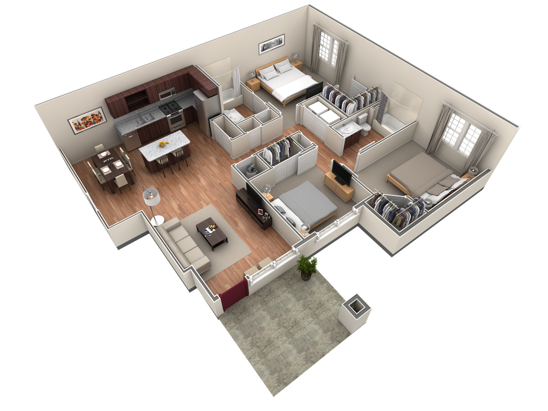 Floor Plan - 3 BR Grand Courtyard Garage