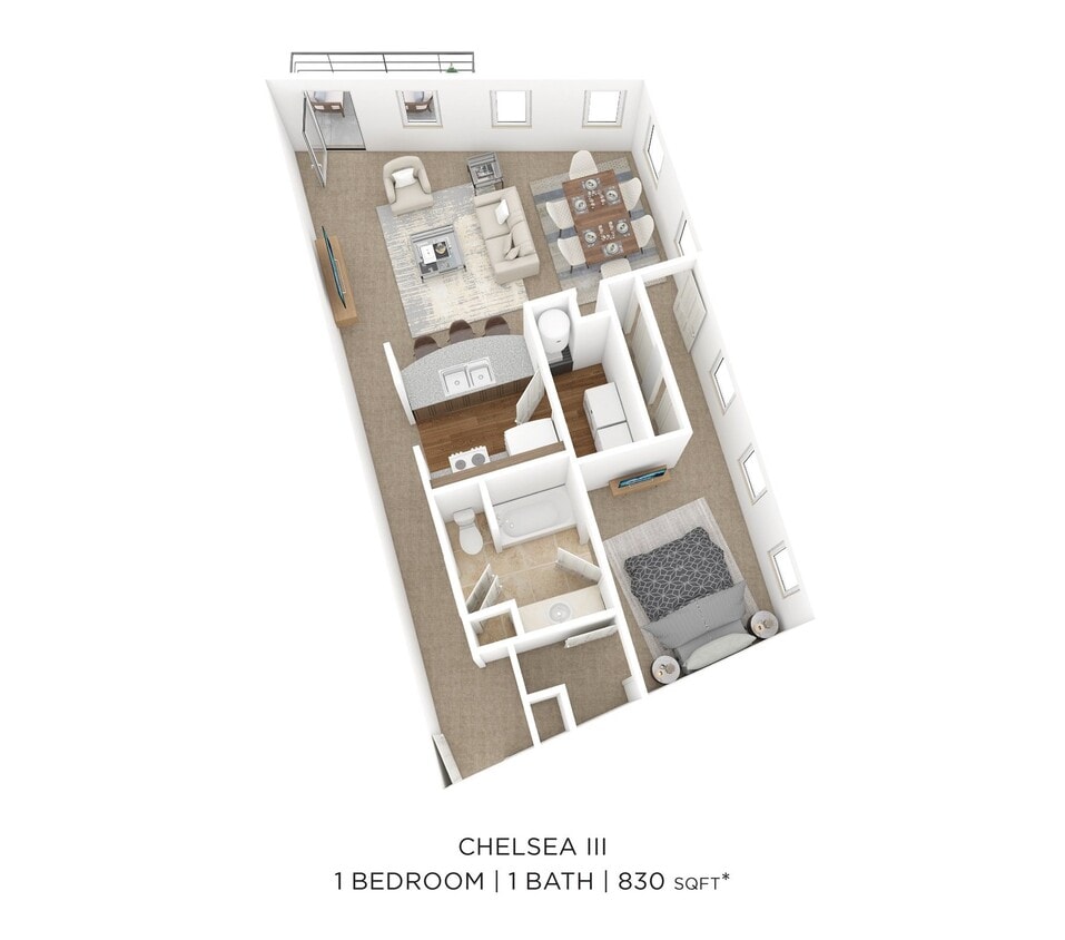Floor Plan - One Bedroom - Chelsea III - 830 sqft