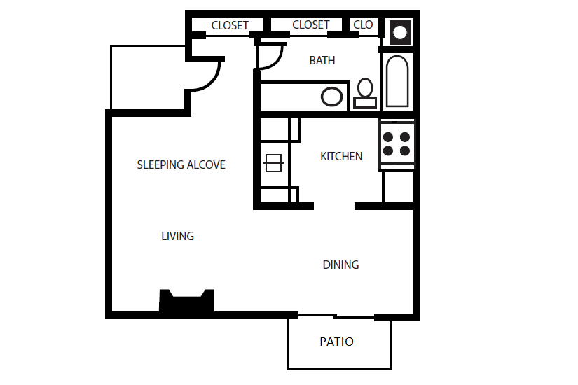 Floor Plan - STUDIO - 1 Bath | 557 sq ft