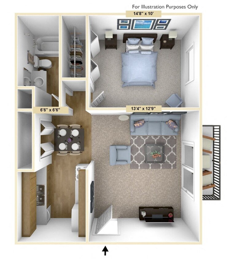 Floor Plan - Haven One Bedroom