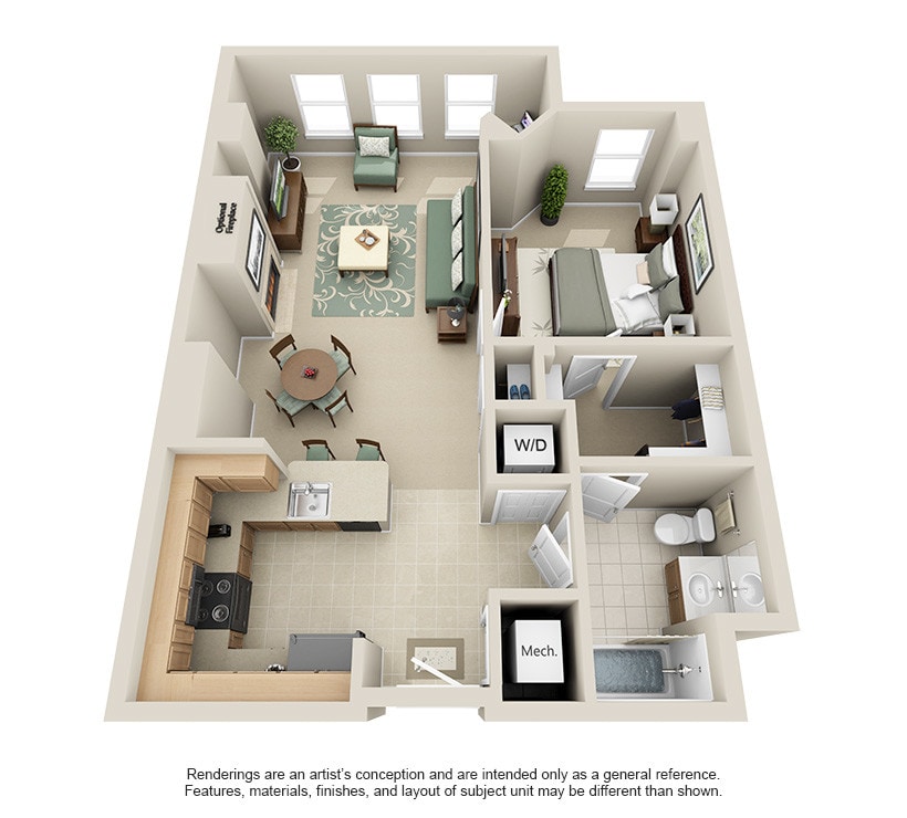 Floor Plan - 1 Bedroom 815