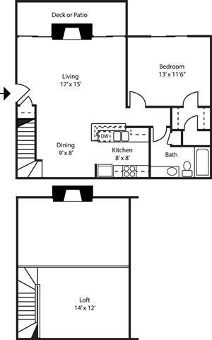Floor Plan - 1BR-1BA-LOFT