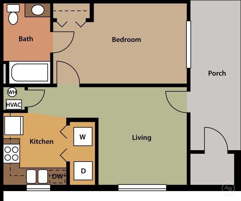 Floor Plan - 1 Bedroom 1 Bath Efficiency