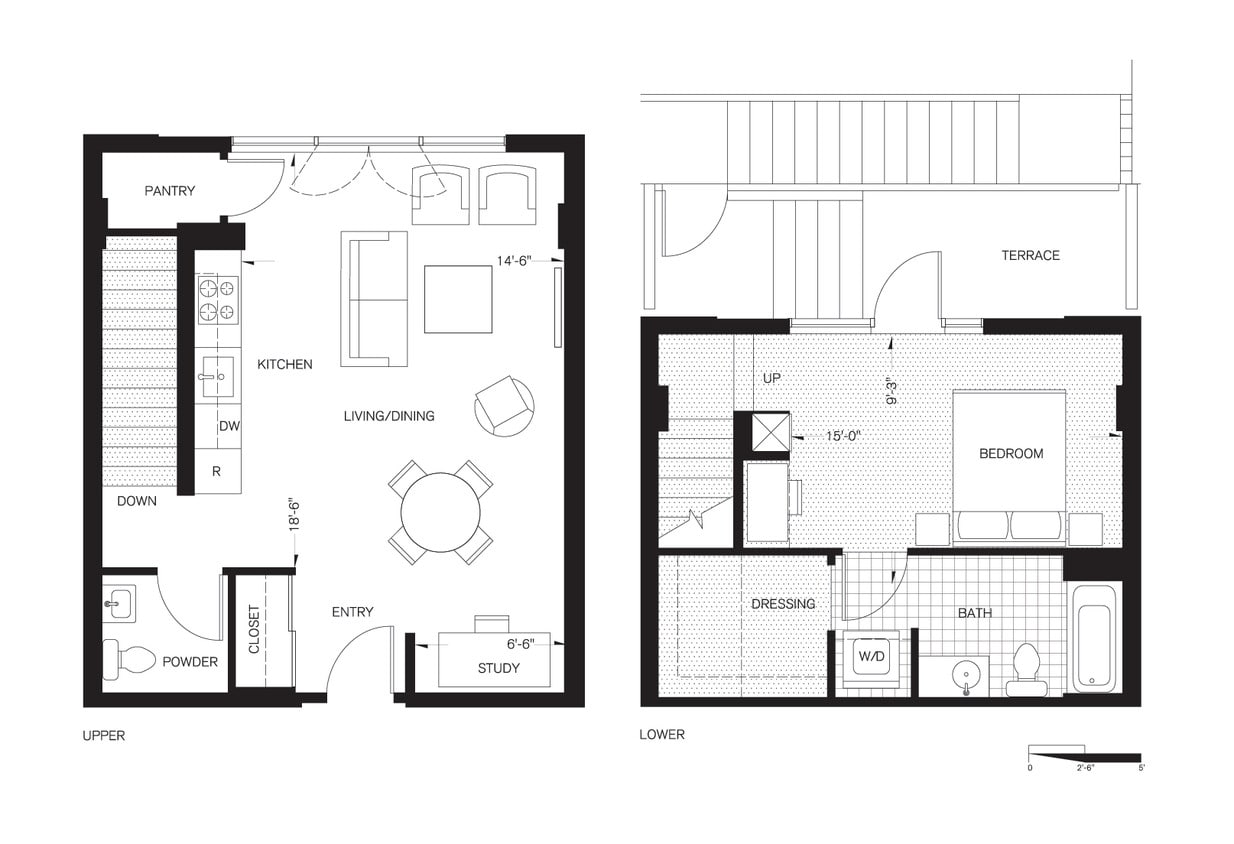 Floor Plan - Large One Bedroom Townhome (AT2)
