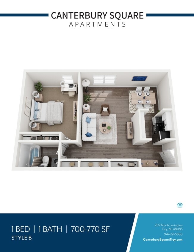 Floor Plan - 1 Bedroom 1 Bathroom Extended