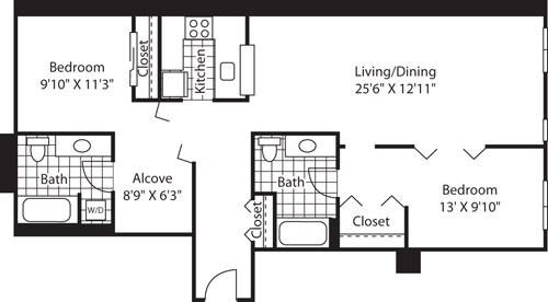 Floor Plan - 2 Bed 415-615