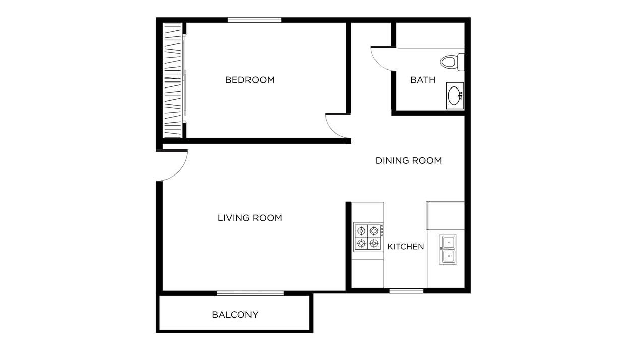 Floor Plan - 1 Bed 1 Bath