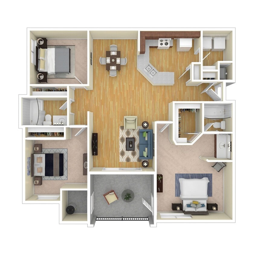 Floor Plan - 3 Bed 2 Bath 1481 SqFt (1324 Net) 