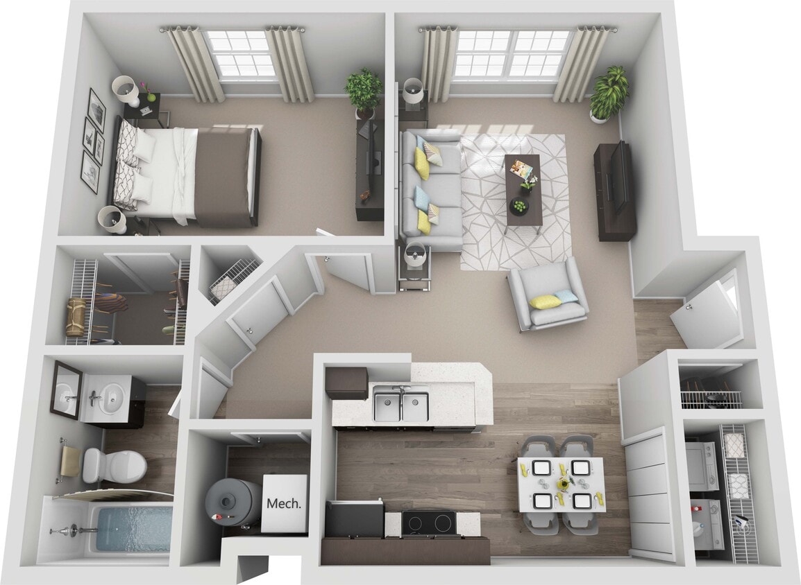Floor Plan - One Bed, One Bath
