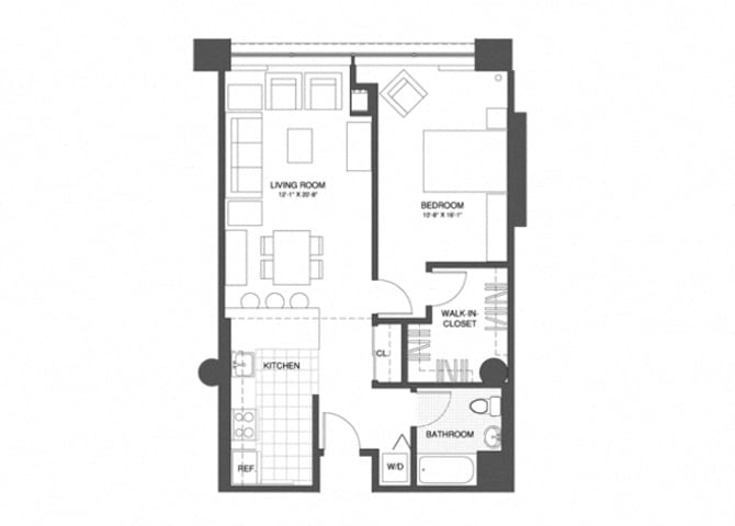 Floor Plan - 1 Bed/1 Bath