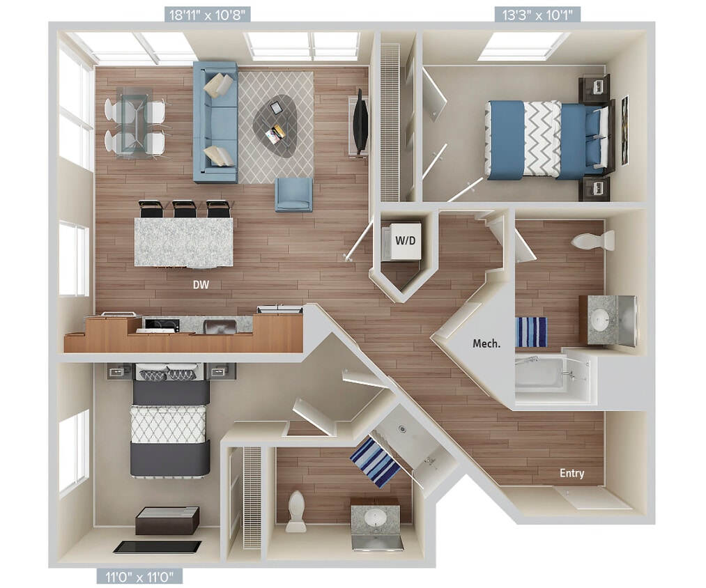 Floor Plan - B9ADA-1129SF-Apt552
