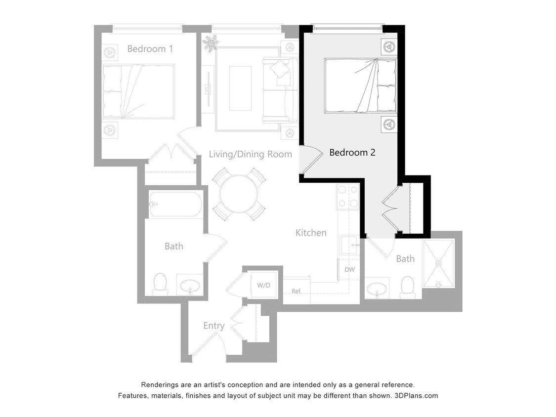 The Reserve_2E2New - Furnished Room in a 2 Bedroom 2 Bathroom (2E2)