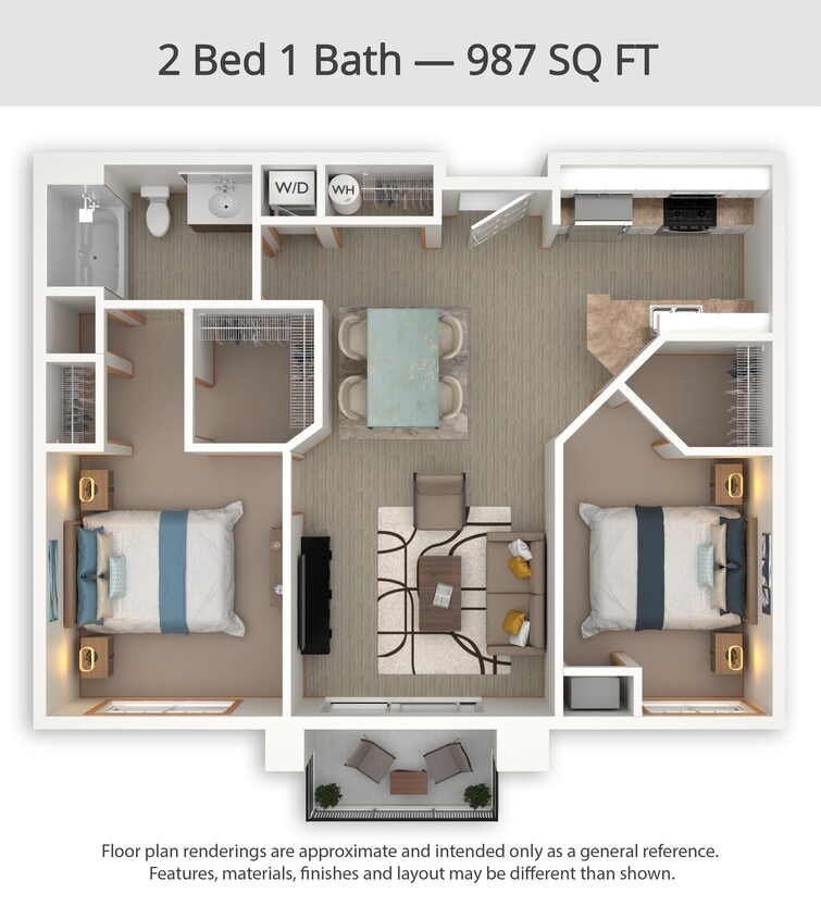 Floor Plan - 2 Bed 1 Bath (B1)