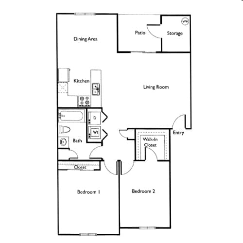 2BR/1BA - 2 Bedroom