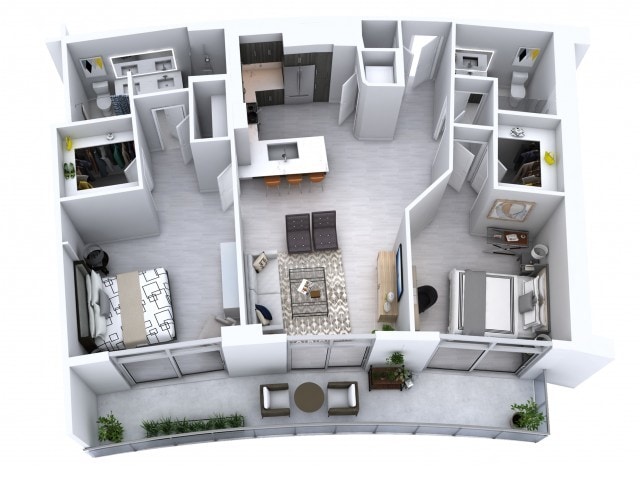 Two Bedroom Two Bath (1,258) - Two Bedroom Two Bath (1,258)