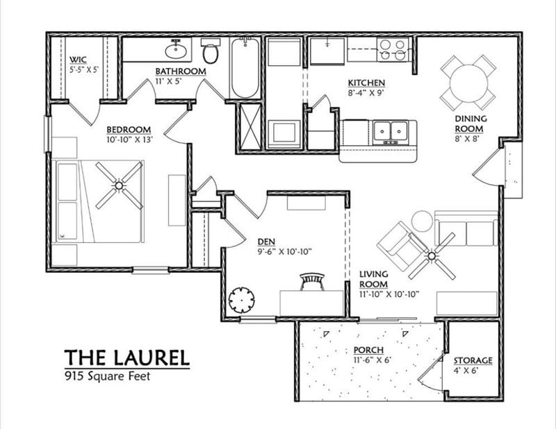 1x1 915sqft - A4 Floor Plan - Laurel.jpg - A480 - 1 Bedroom, 1 Bathroom
