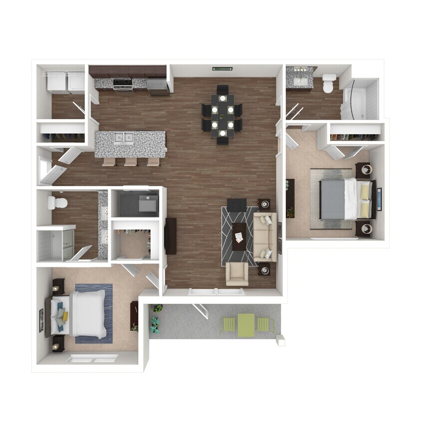 Harbor - Patio - 2 Beds, 2 Baths, 1326 sq. ft. - Harbor - Patio*