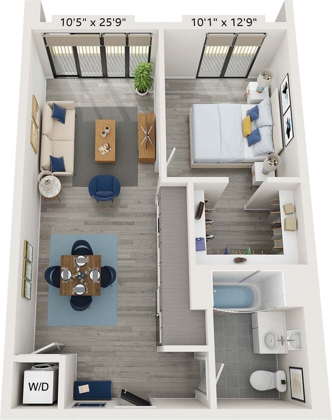 Floor Plan - Corner One Bedroom
