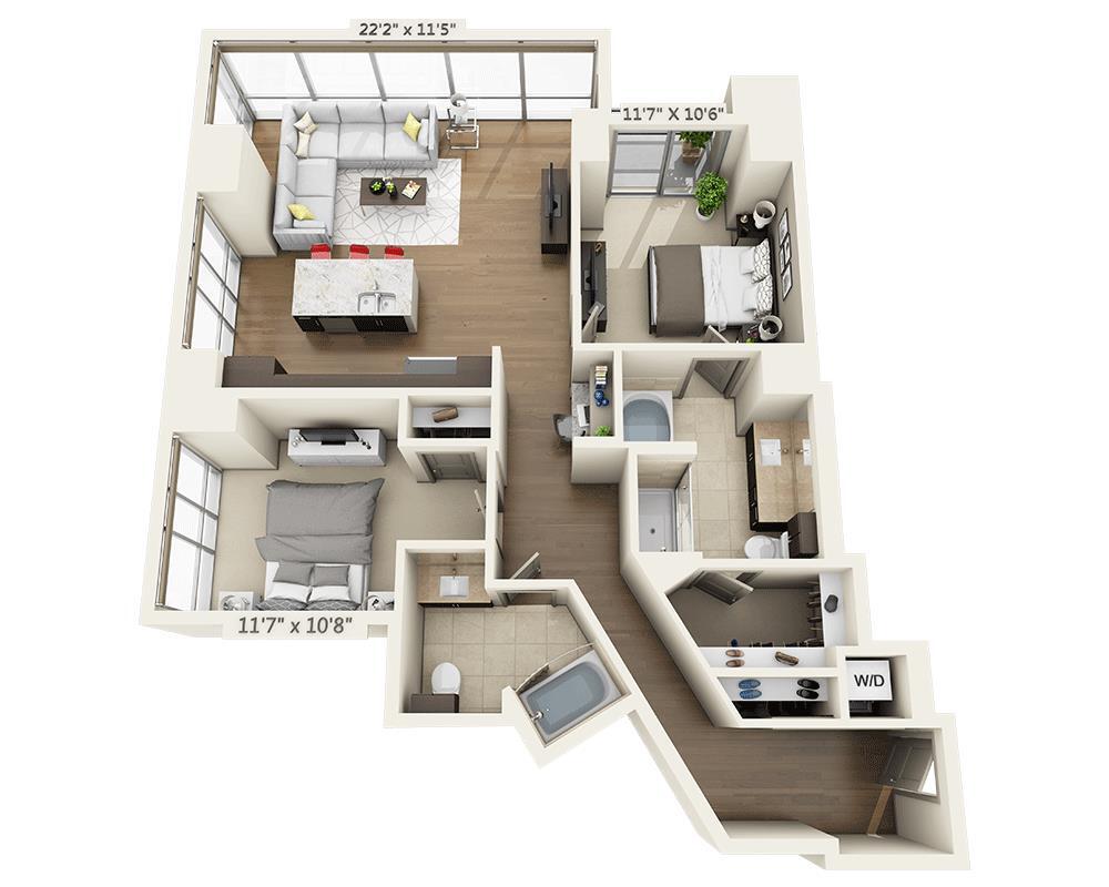 Floor Plan - Two Bedroom B2C