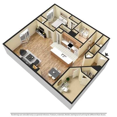 Floor Plan - 1 bedroom 1 bath  Den, 1120 sq ft