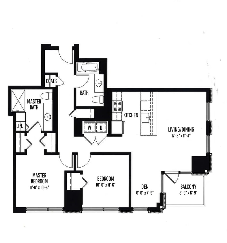 2 BR, 2 BTH floor plan 1225 Old Town - 2 BR, 2 BTH