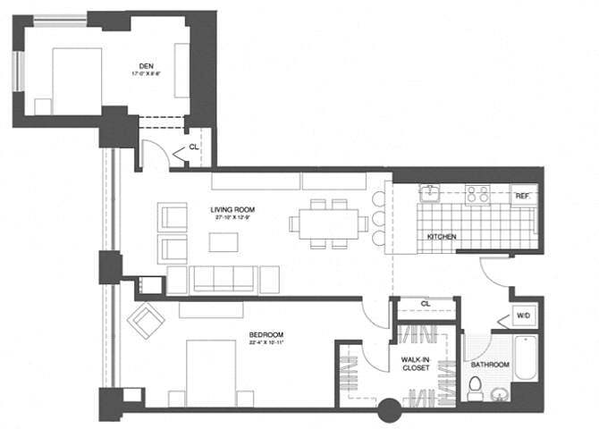 Floor Plan - 1 Bed/1 Bath Den