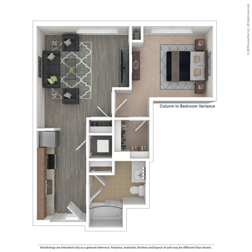 Floor Plan - A03 - 1 bed/1 bath
