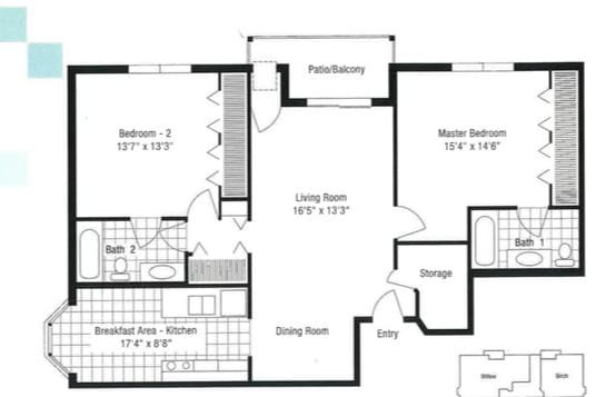 2 bedroom 2 bath - Willow