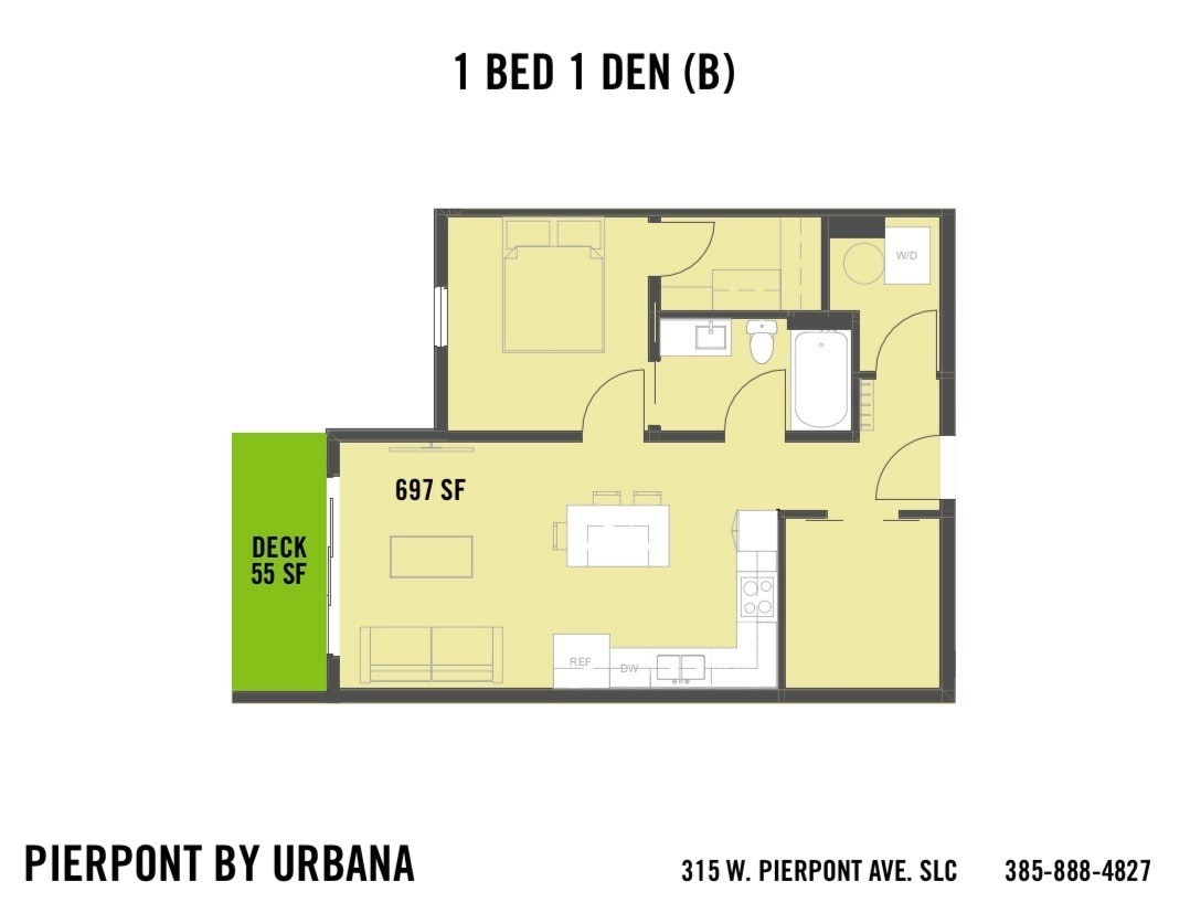 Floor Plan - 1 BED 1 DEN (B)