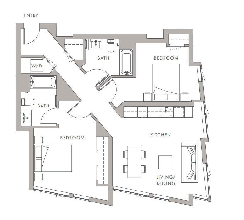 Floor Plan - 2BD, 2BTH B3