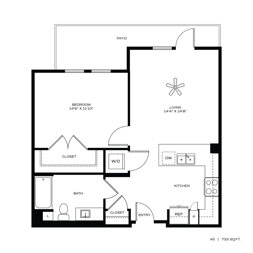 Floor Plan - 1BR/1BA A5