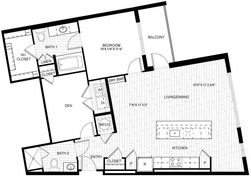 Floor Plan - 1 Bed/2 Bath-F_B01