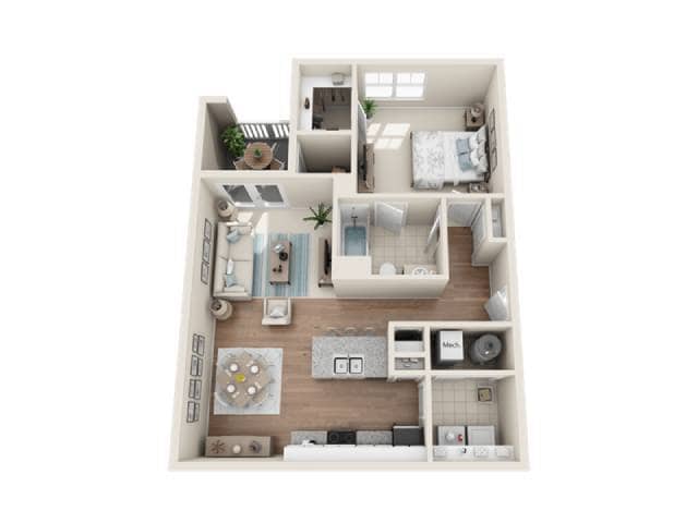 Floor Plan - 1 Bed 1 Bath