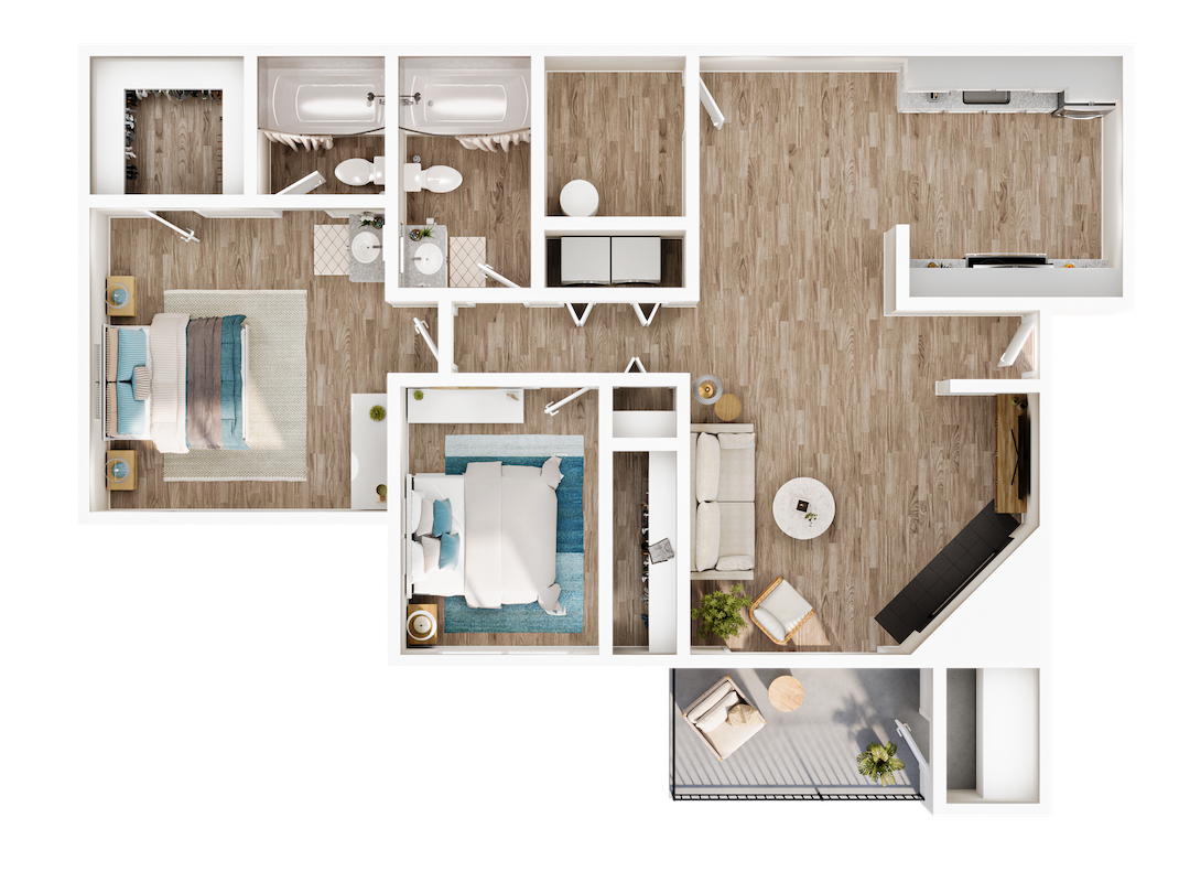 Floor Plan - 2 Bedroom / 2 Bathroom
