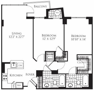 Floor Plan - 2 Bedroom- 1097