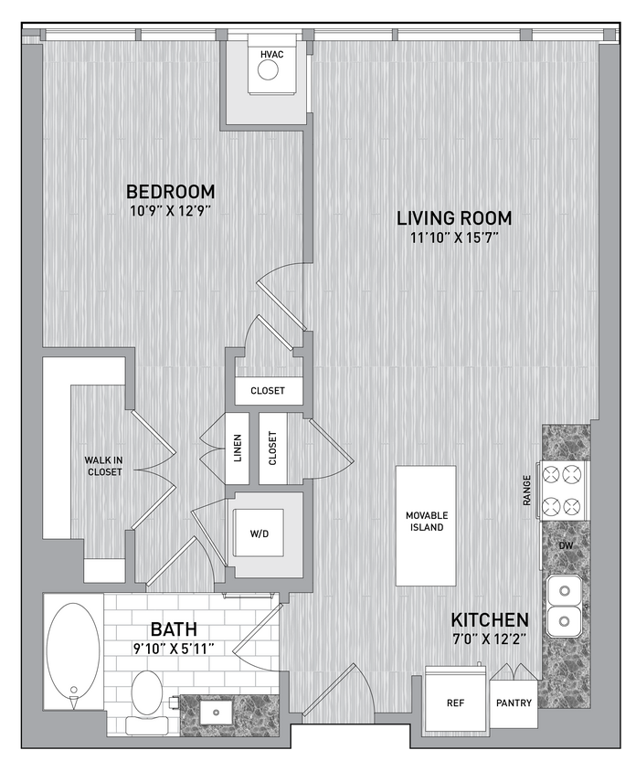 Floor Plan - 15/17 Stack - 1 Bed 1 Bath-A1.2