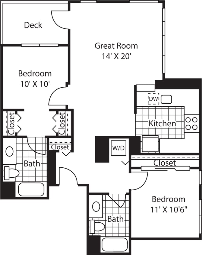 Floor Plan - 2 Bed 1703-2303 SE
