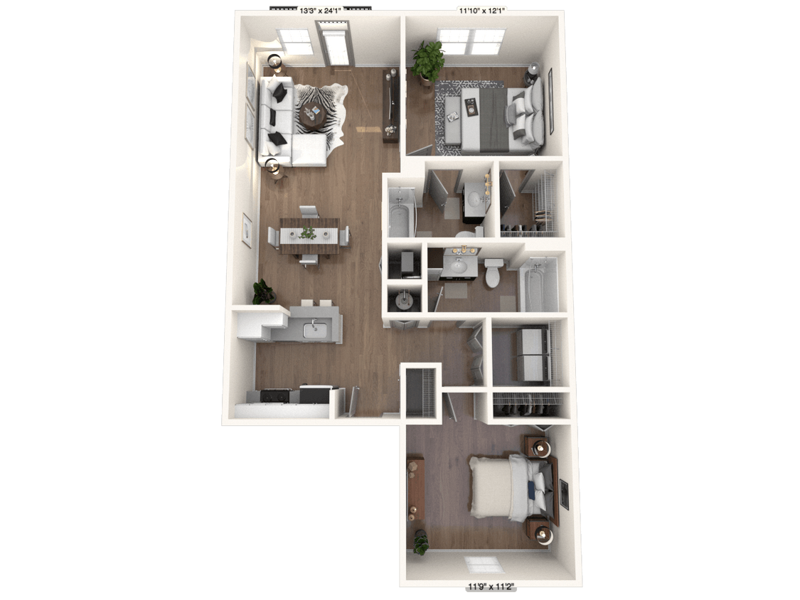 Floor Plan - The Lancaster 2 BR 2 BA