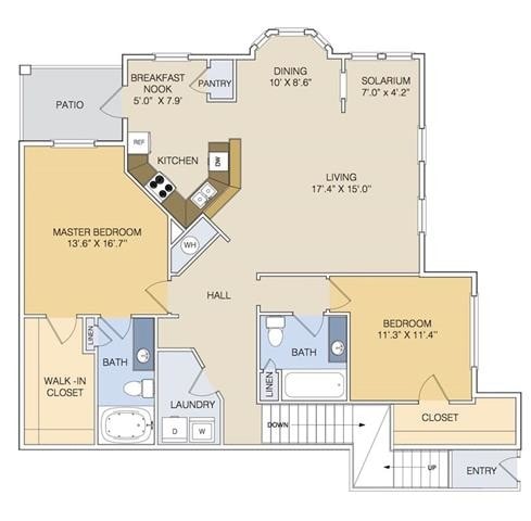 Floor Plan - B2 Upper (with garages in select units)