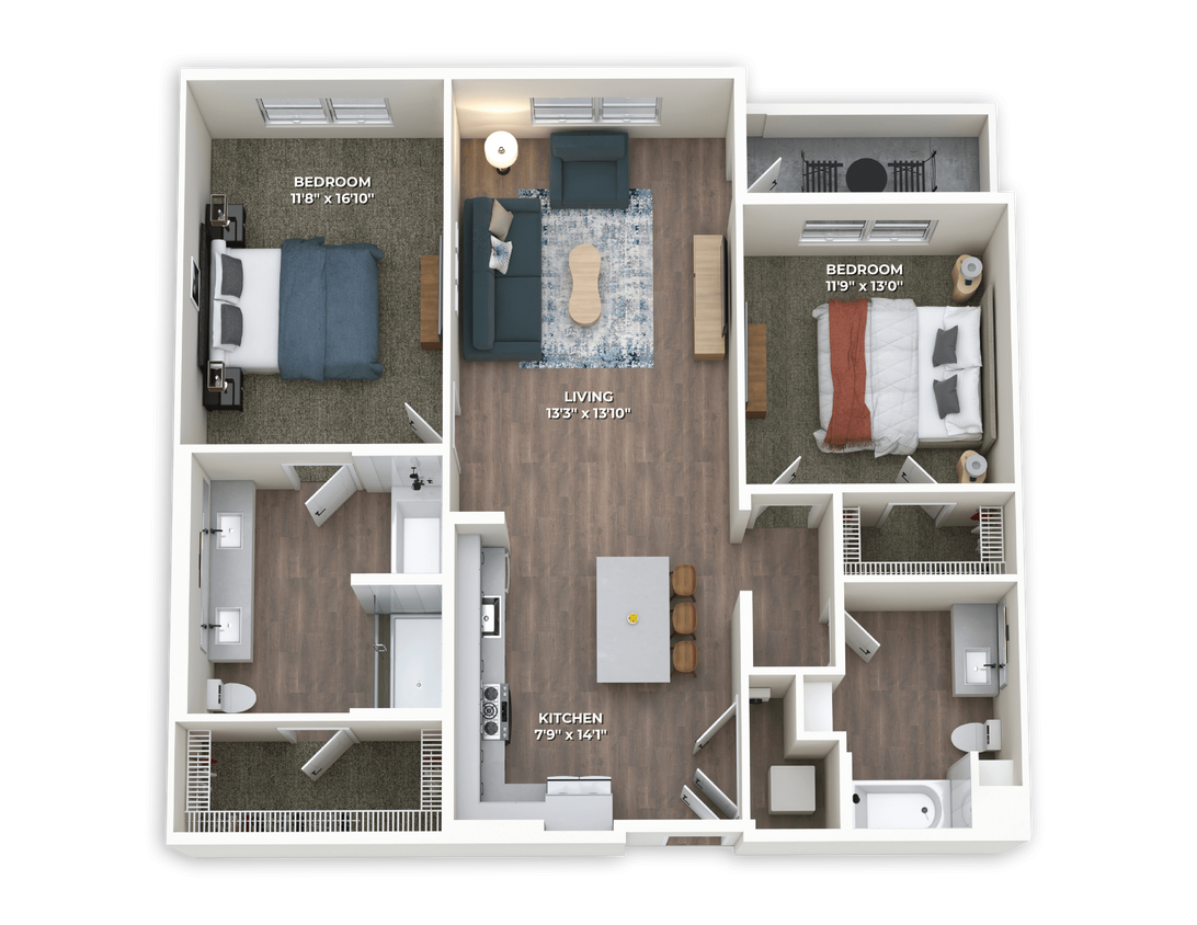 Floor Plan - B2 Two Bedroom