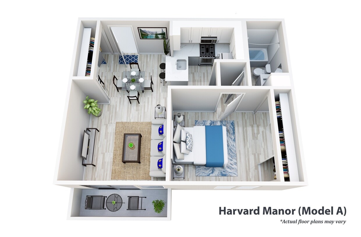 Floor Plan - 1 Bedroom, 1 Bath  A
