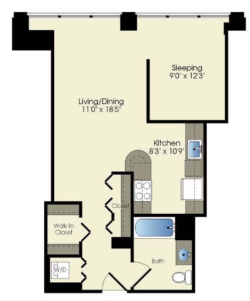 Floor Plan - convertible / 1 bath (T10)
