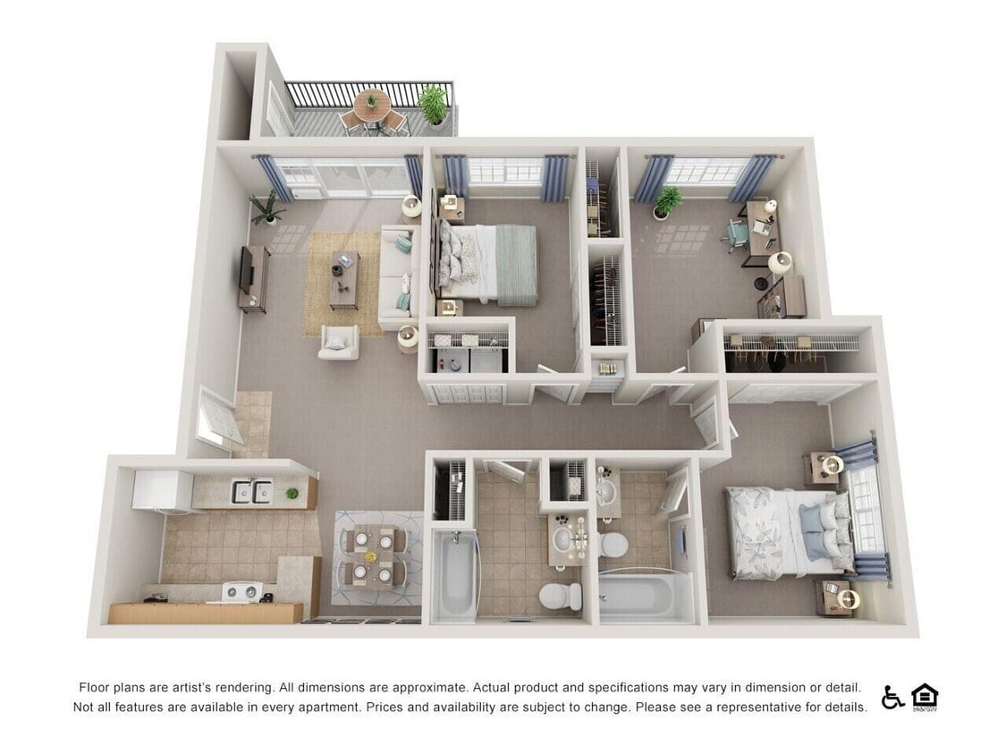 Floor Plan - Three Bedroom, Two Bathroom 
