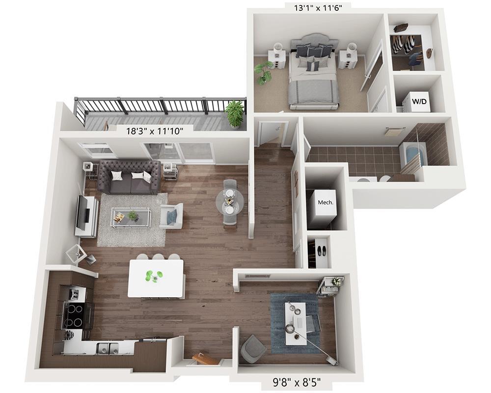 Floor Plan - One Bedroom A1ID