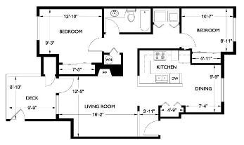 Floor Plan - 2 Bedrooms 1 Bath